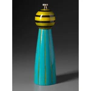 Grooved in Turquoise, Lime, and Black Wooden Salt Shaker or Pepper Mill Grinder by Robert Wilhelm of Raw Design