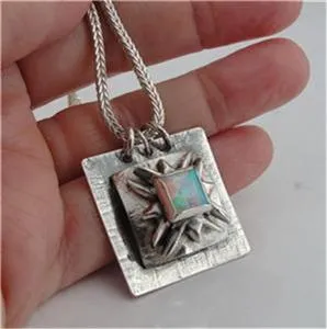 Hadar Designers Handmade Artistic Sterling Silver Opal Pendant (H Y430) SALE