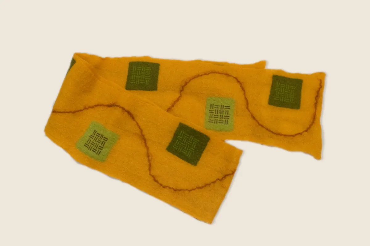 Hand Felted Block Printed Merino Scarf
