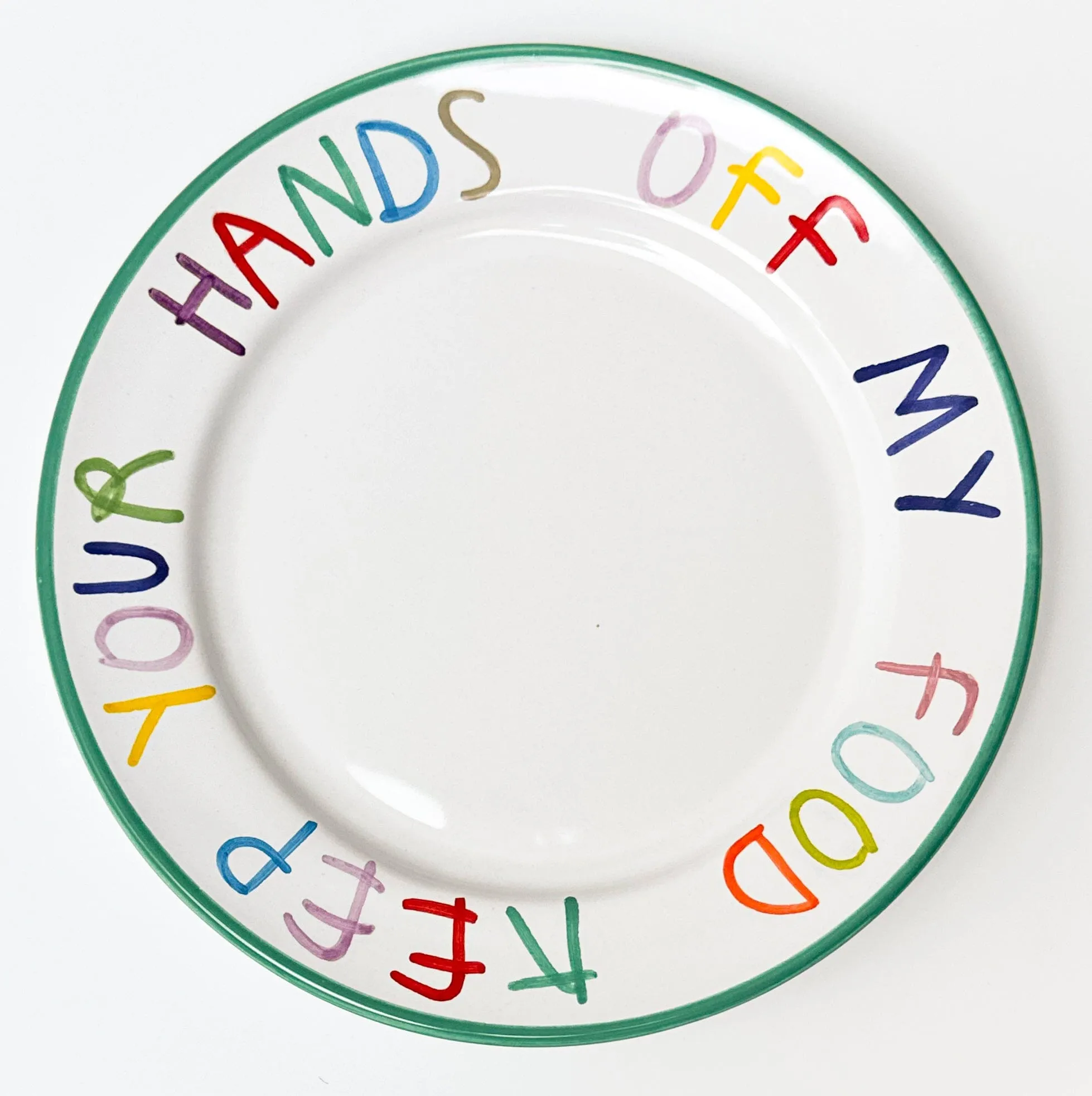 'Hands Off' Hand Painted Ceramic Plate