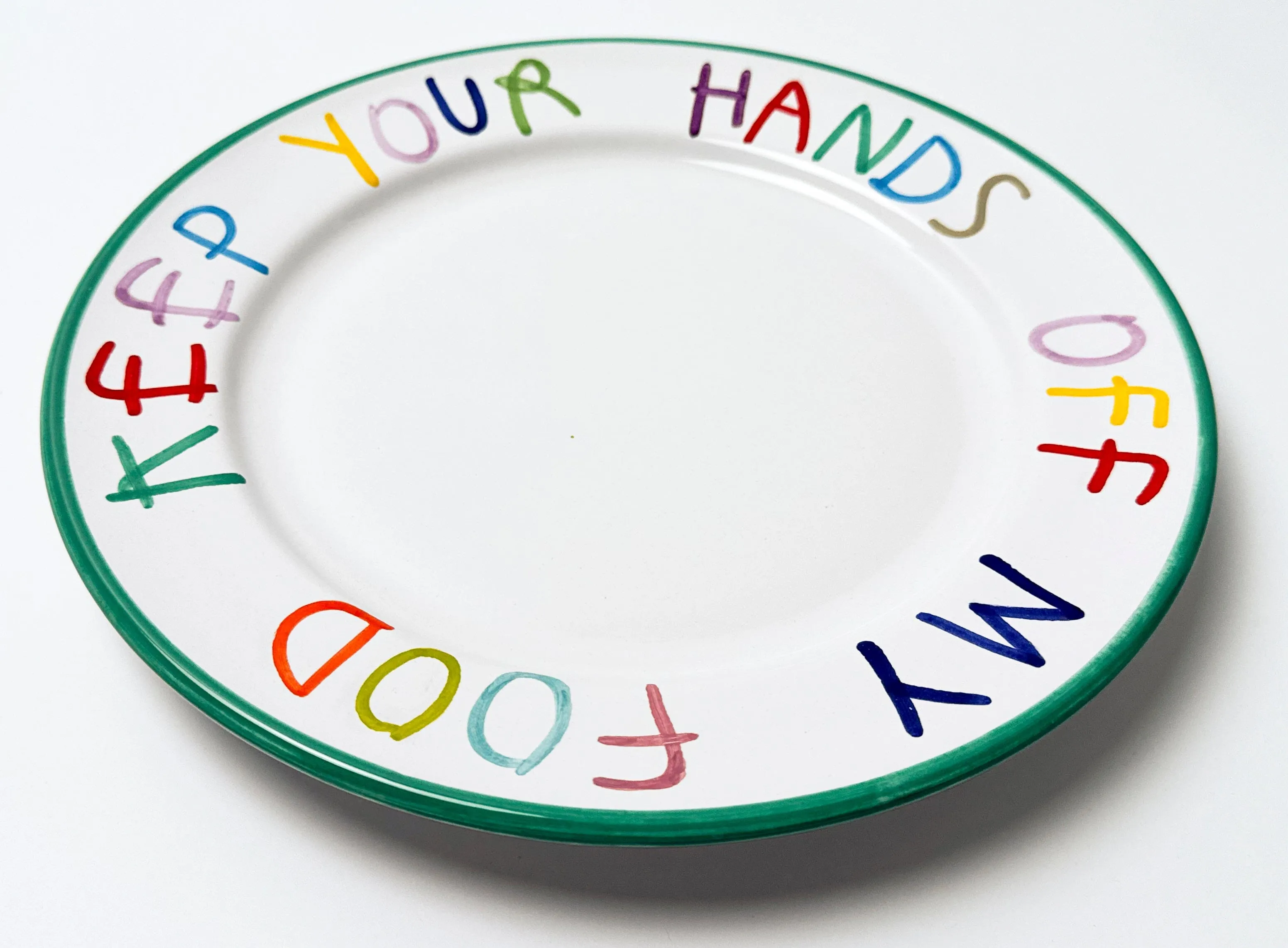 'Hands Off' Hand Painted Ceramic Plate