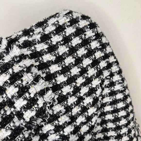 House of Harlow Black and White Checkered Wool Blend Tweed Mini Skort Skirt Lg
