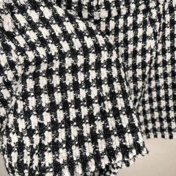 House of Harlow Black and White Checkered Wool Blend Tweed Mini Skort Skirt Lg