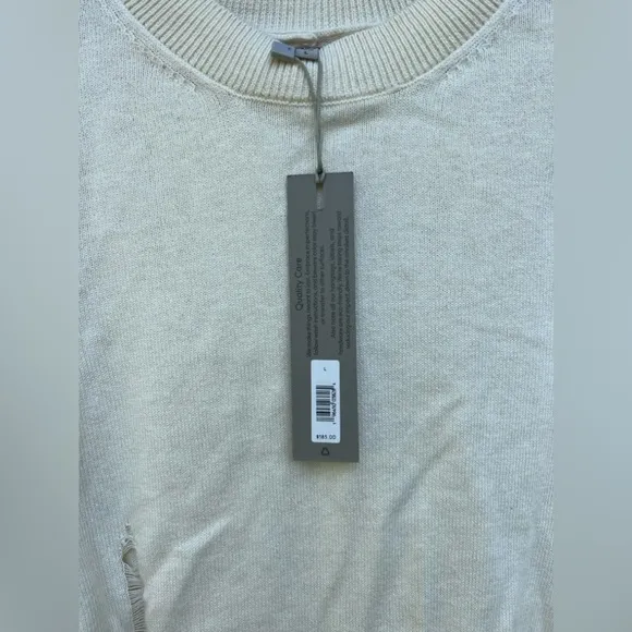 Hudson Jeans Cashmere Blend Distressed Soft Twist Back BoHo Pullover Sweater L