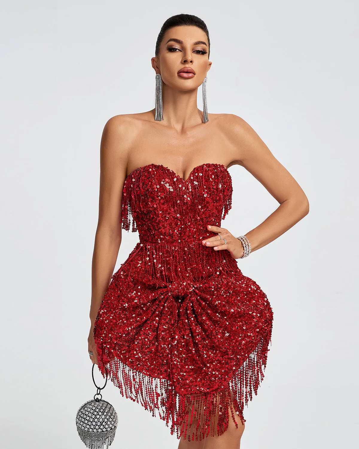 Huge Bowknot Sequined Mini Dress
