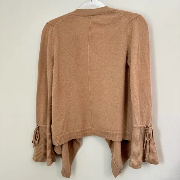 In Cashmere Waterfall Cascade Open Cardigan Bell Sleeves Blush/Tan Size Small