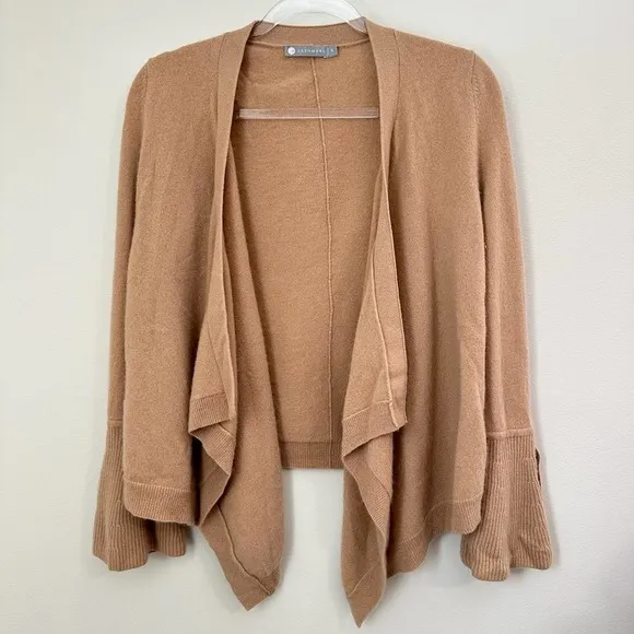 In Cashmere Waterfall Cascade Open Cardigan Bell Sleeves Blush/Tan Size Small