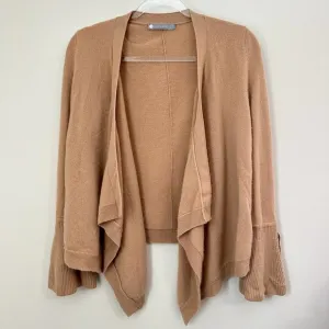 In Cashmere Waterfall Cascade Open Cardigan Bell Sleeves Blush/Tan Size Small