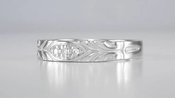 Jadan Mid Century Modern Vintage Style Men's Diamond Wedding Band in White Gold - 10K, 14K, or 18K