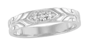 Jadan Mid Century Modern Vintage Style Men's Diamond Wedding Band in White Gold - 10K, 14K, or 18K