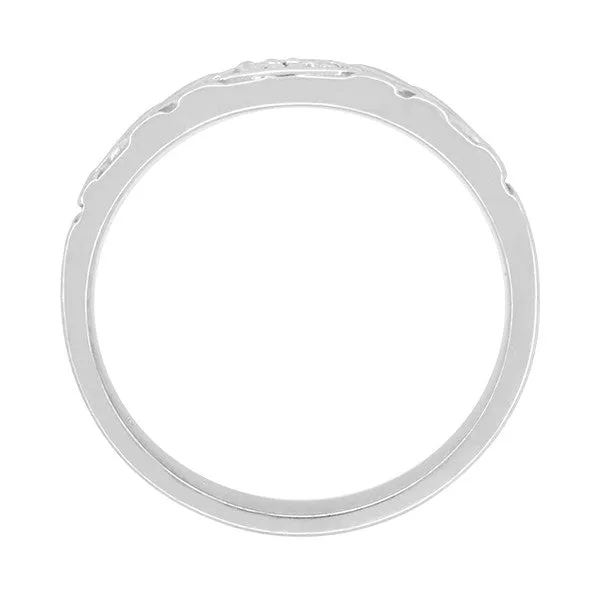 Jadan Mid Century Modern Vintage Style Men's Diamond Wedding Band in White Gold - 10K, 14K, or 18K