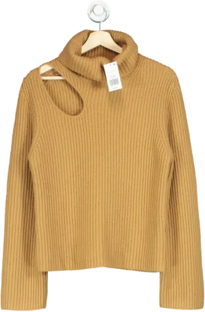 Jonathan Simkhai Camel Dustin Cut-Out Recycled Cashmere Jumper UK XS