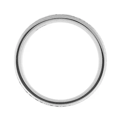Kaleidoscope and Chevrons 6mm Wide Retro Engraved Wedding Band in White Gold