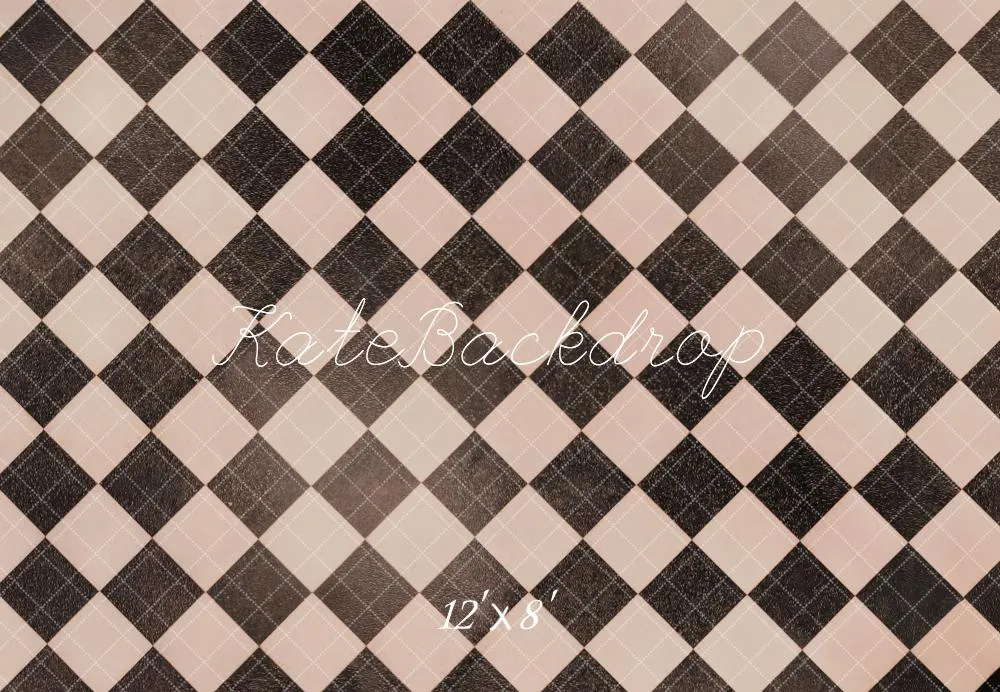 Kate Retro Checkered Pattern Floor Fleece Backdrop Designed by Emetselch