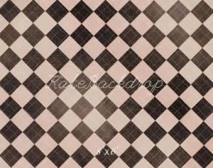 Kate Retro Checkered Pattern Floor Fleece Backdrop Designed by Emetselch