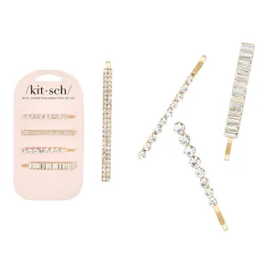 Kitsch Metal Rhinestone Assorted Bobby Pins 4pc Set - Gold