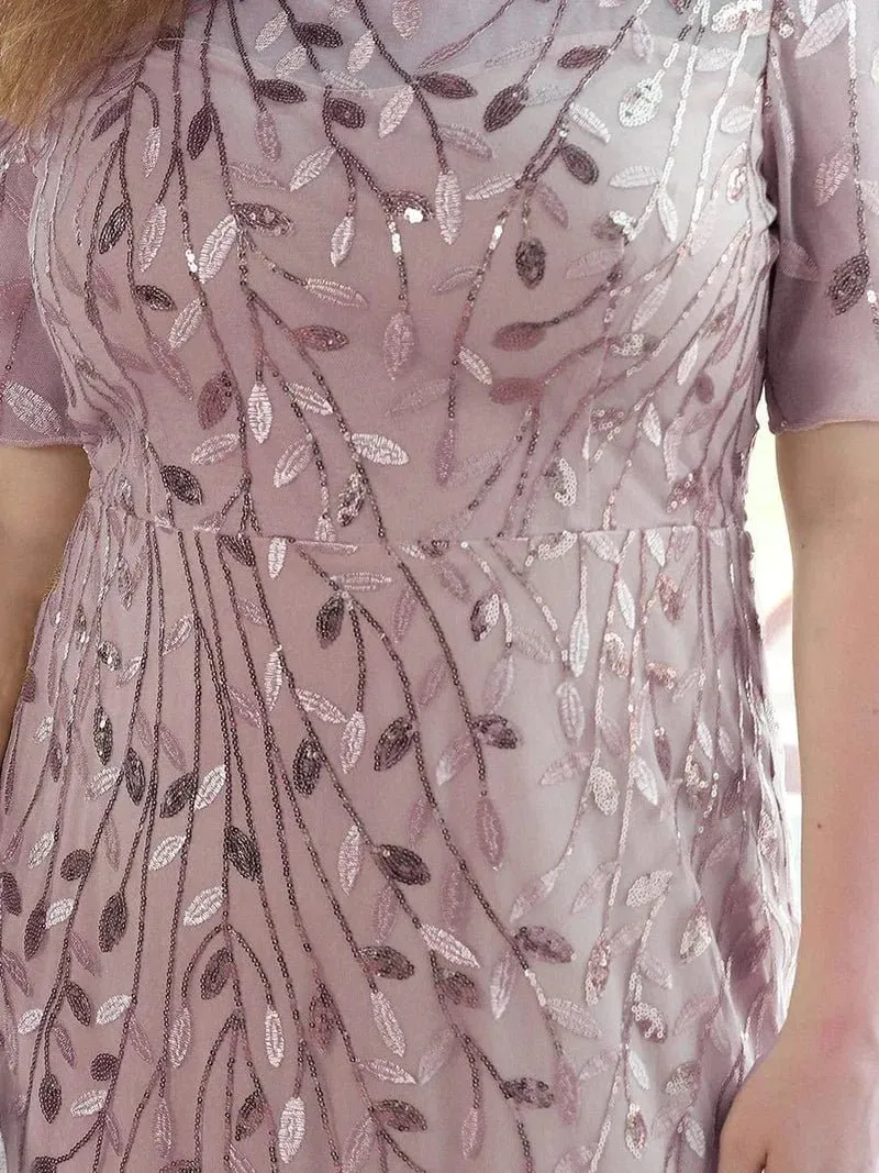 Krystal leaf pattern with sequins in Lilac size s12 express NZ wide