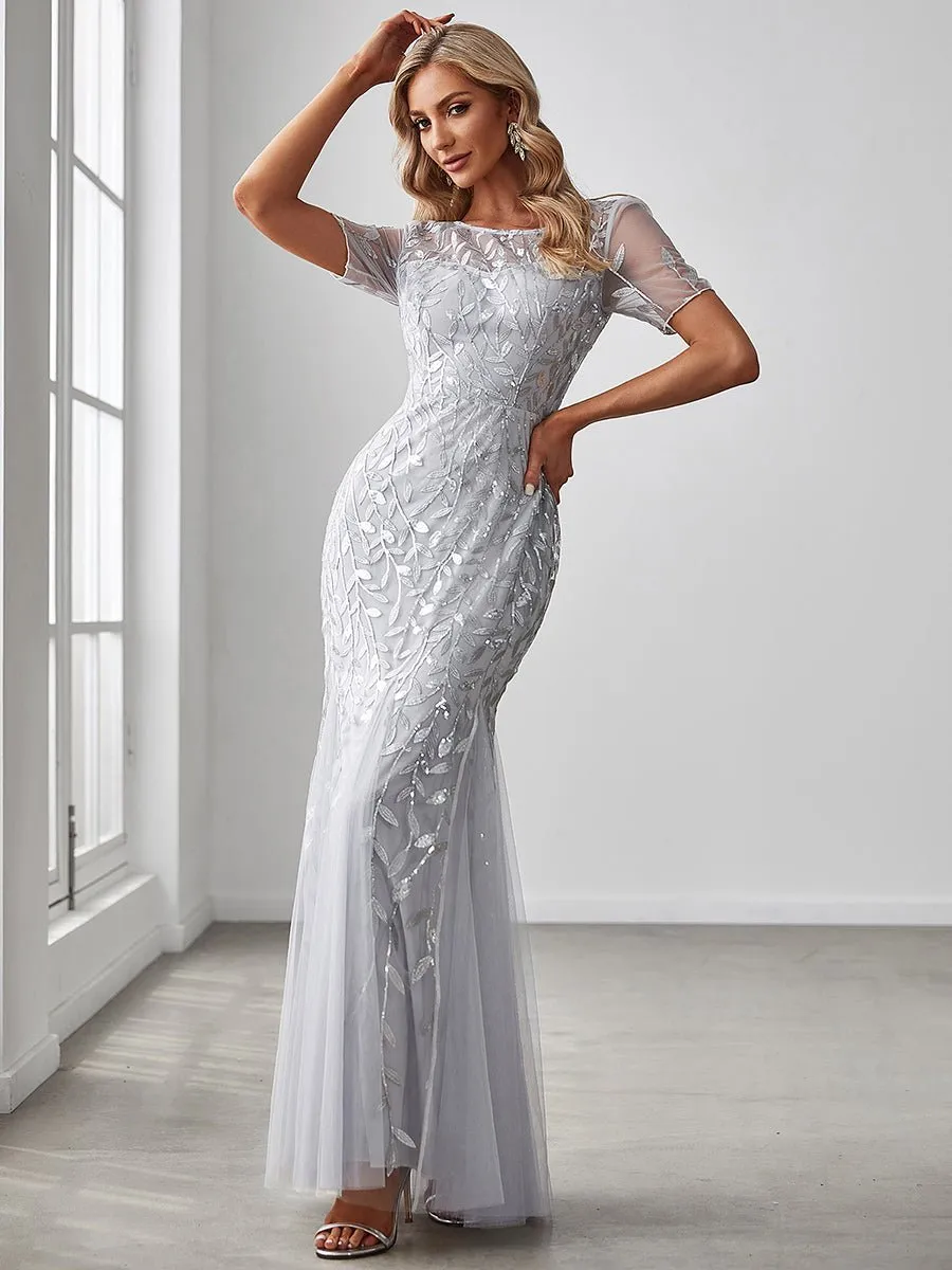 Krystal sequin leaf pattern dress in silver s10-12 Express NZ wide