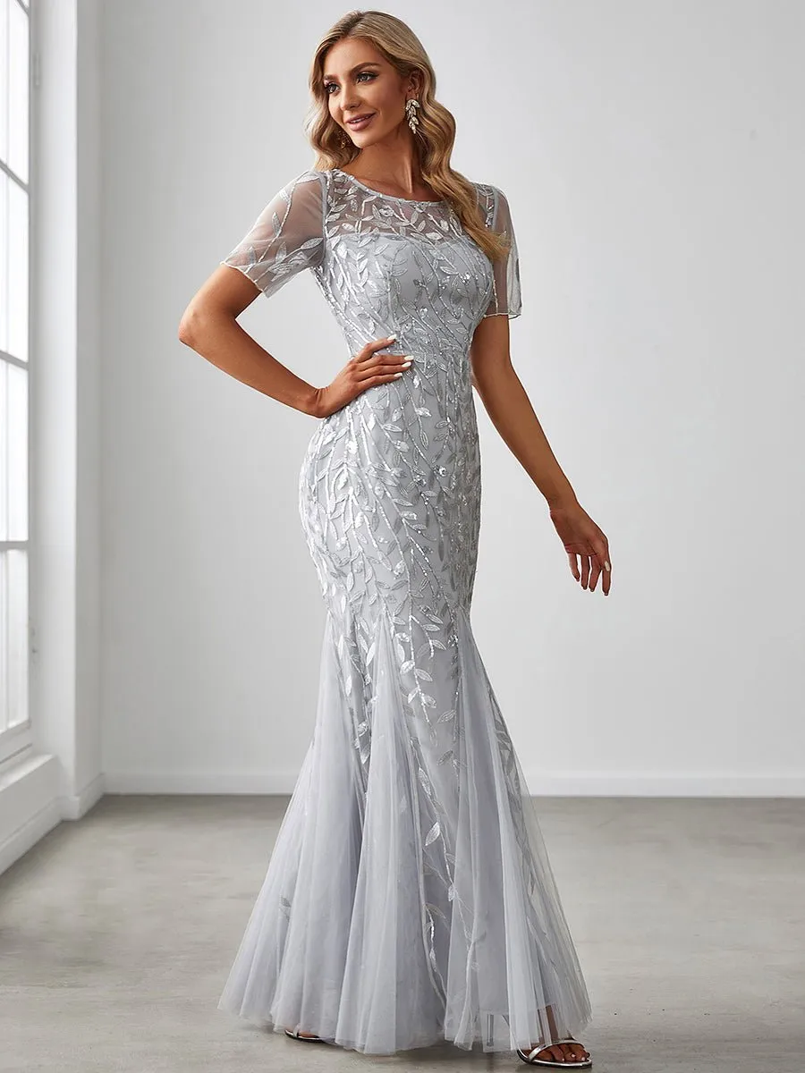 Krystal sequin leaf pattern dress in silver s10-12 Express NZ wide