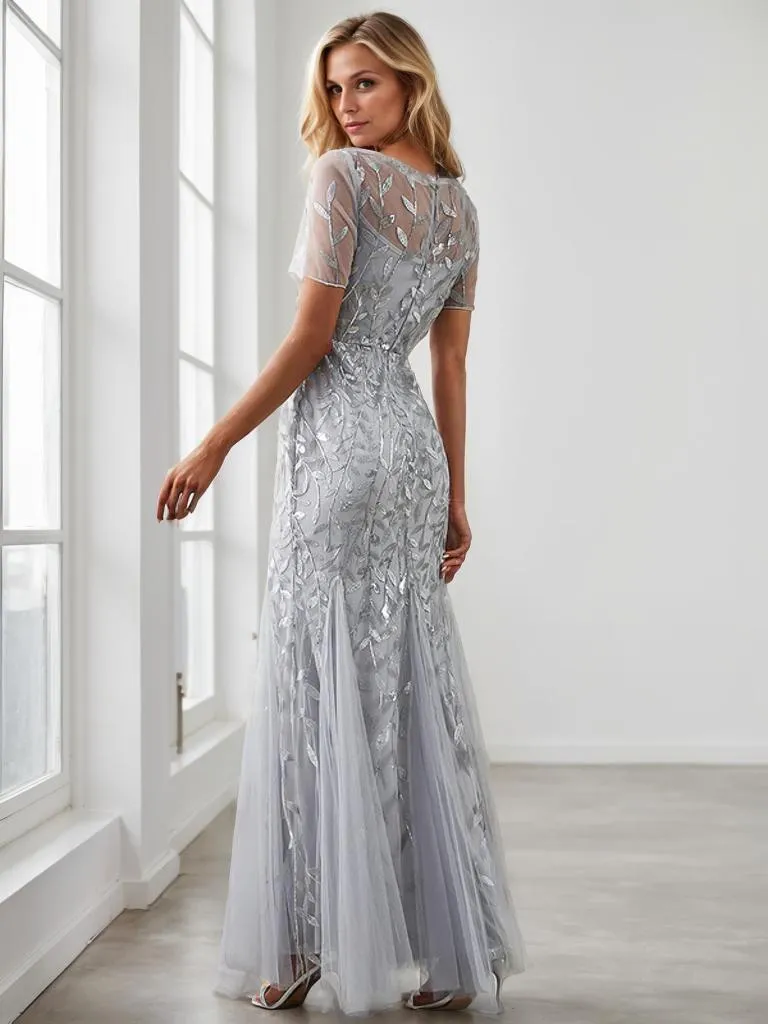 Krystal sequin leaf pattern dress in silver s10-12 Express NZ wide
