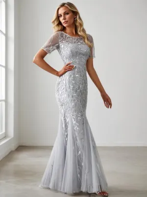 Krystal sequin leaf pattern dress in silver s10-12 Express NZ wide