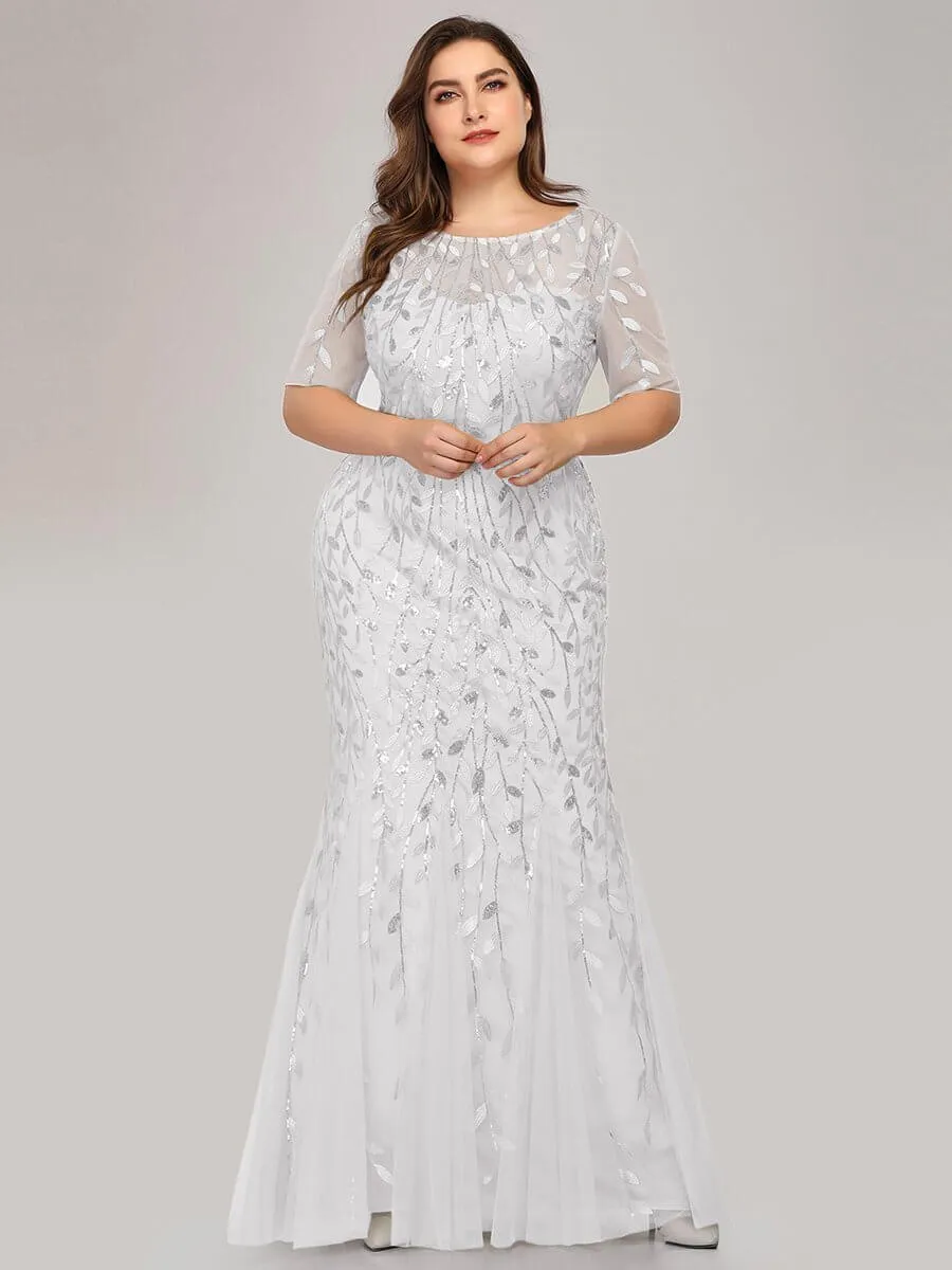 Krystal tulle Wedding gown with sequins in silver and white