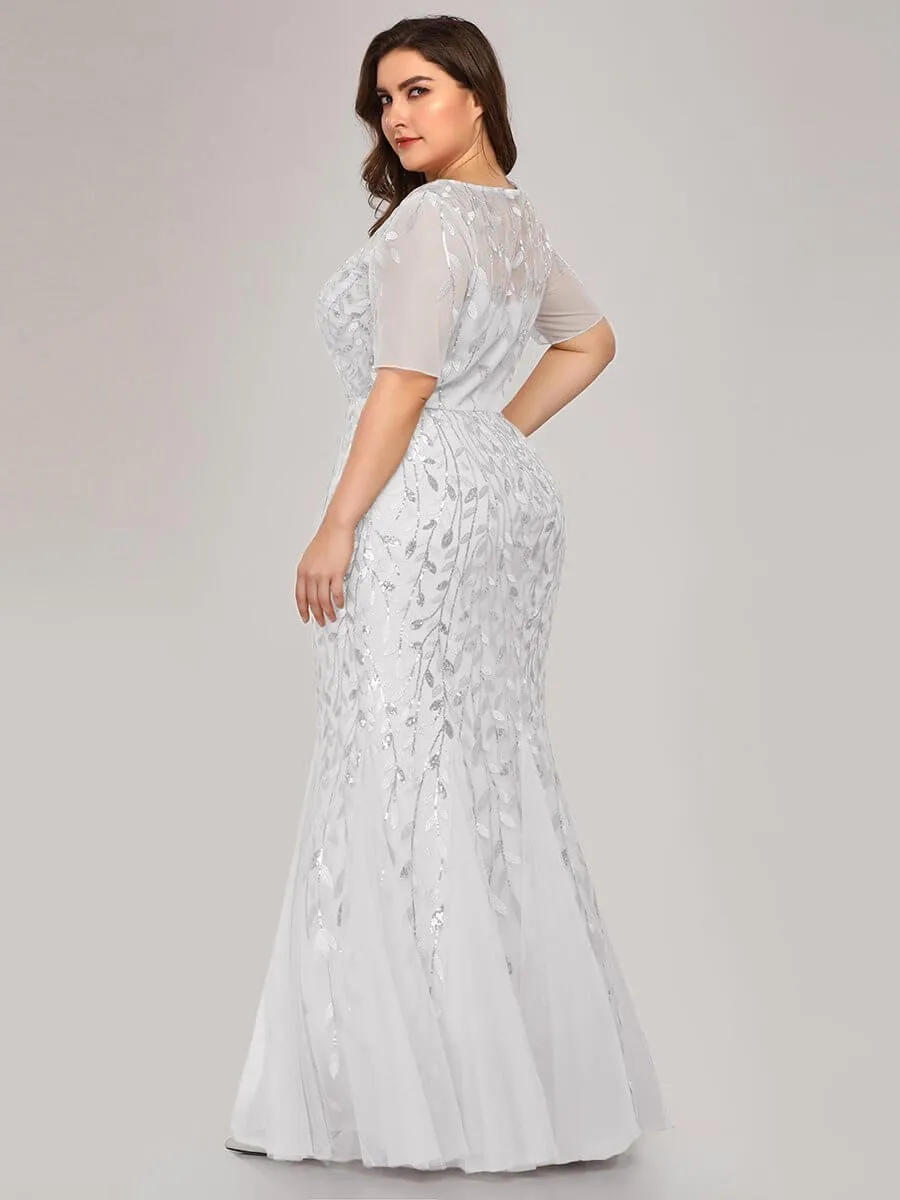 Krystal tulle Wedding gown with sequins in silver and white