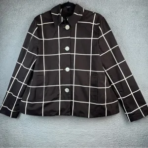 Lauren Ralph Lauren Womens Checkered Box Plaid Peacoat Size Large Dark Academia