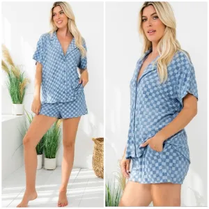 Le Lis Demin Blue 2-Piece Shorts Set