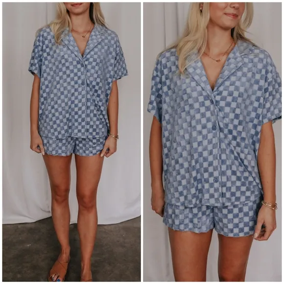Le Lis Demin Blue 2-Piece Shorts Set