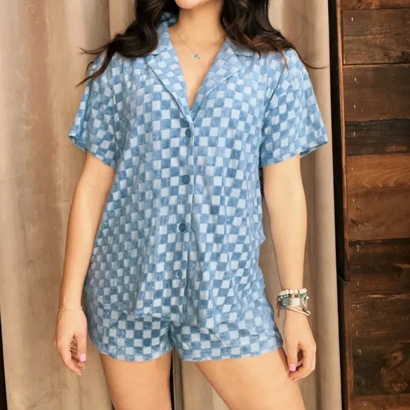 Le Lis Demin Blue 2-Piece Shorts Set