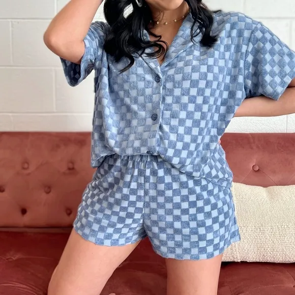 Le Lis Demin Blue 2-Piece Shorts Set