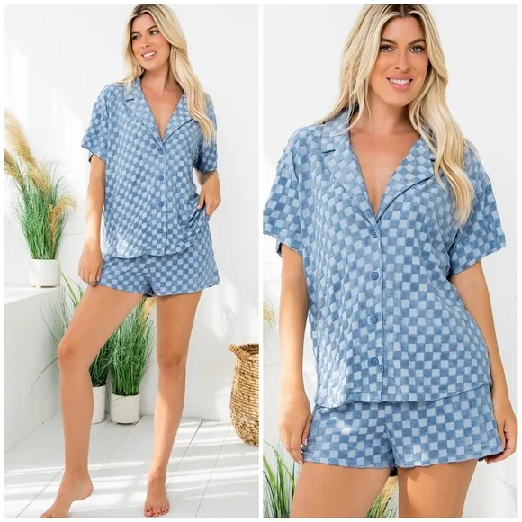 Le Lis Demin Blue 2-Piece Shorts Set