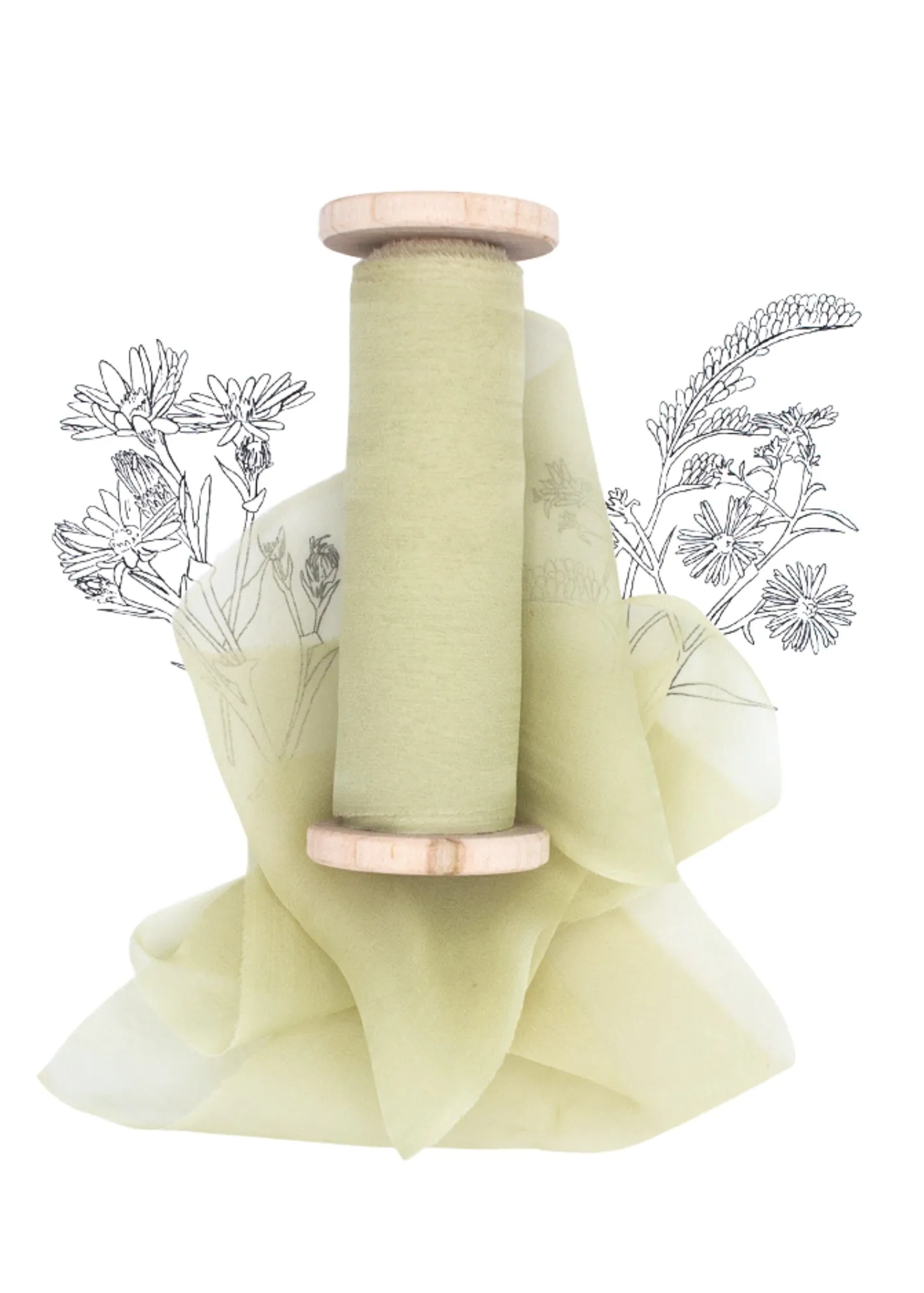 Lichen Green Silk Ribbon - Gauze