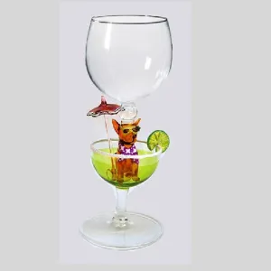 Lime Chihuahua Margarita Hand Blown Wine Glass