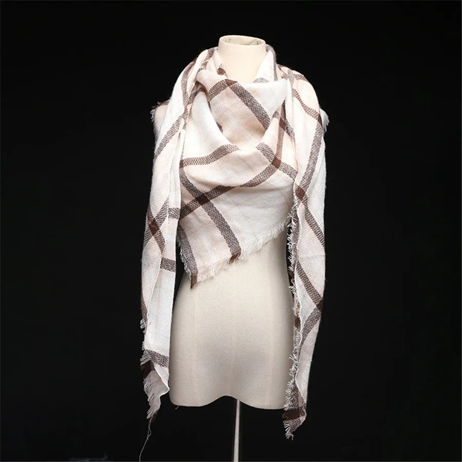 Lisette Charles Luxury Oversize Plaid Cashmere Wool Pashmina Scarf