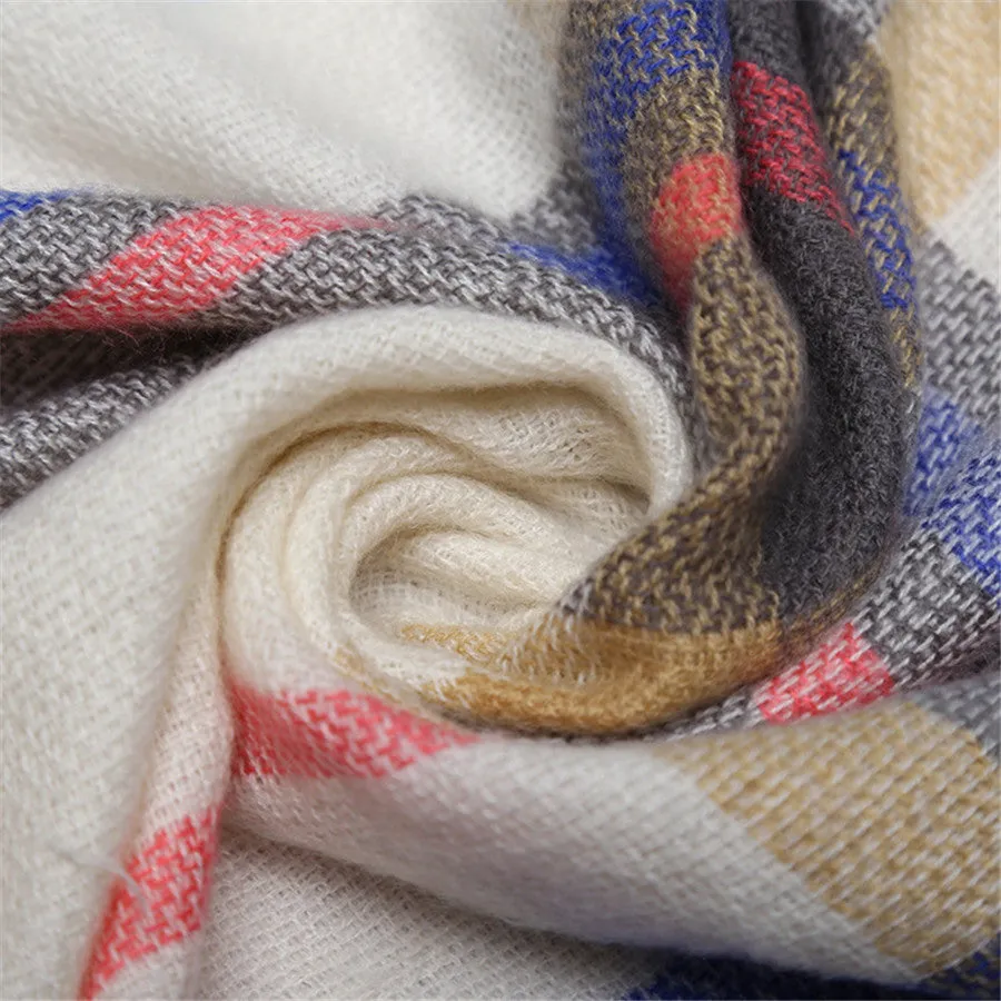 Lisette Charles Luxury Oversize Plaid Cashmere Wool Pashmina Scarf