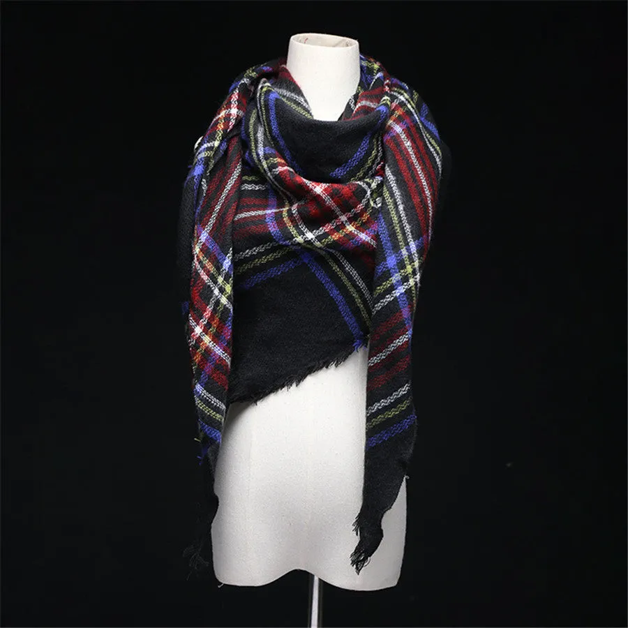Lisette Charles Luxury Oversize Plaid Cashmere Wool Pashmina Scarf