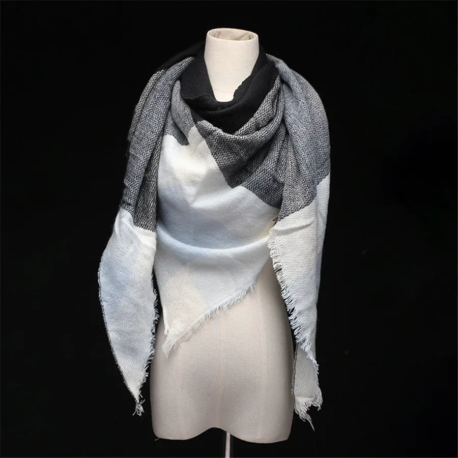 Lisette Charles Luxury Oversize Plaid Cashmere Wool Pashmina Scarf