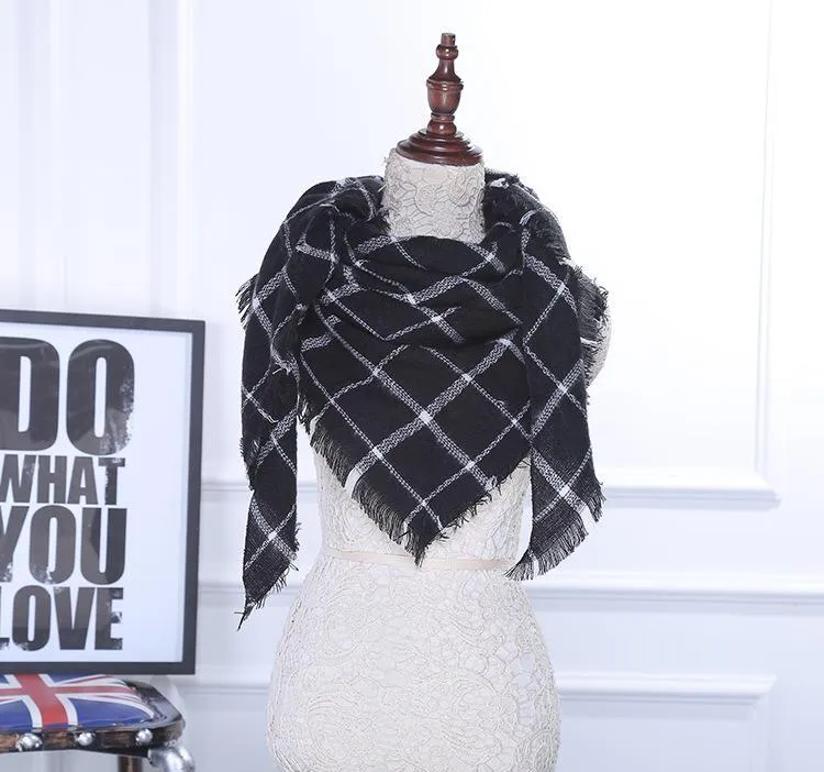 Lisette Charles Luxury Oversize Plaid Cashmere Wool Pashmina Scarf