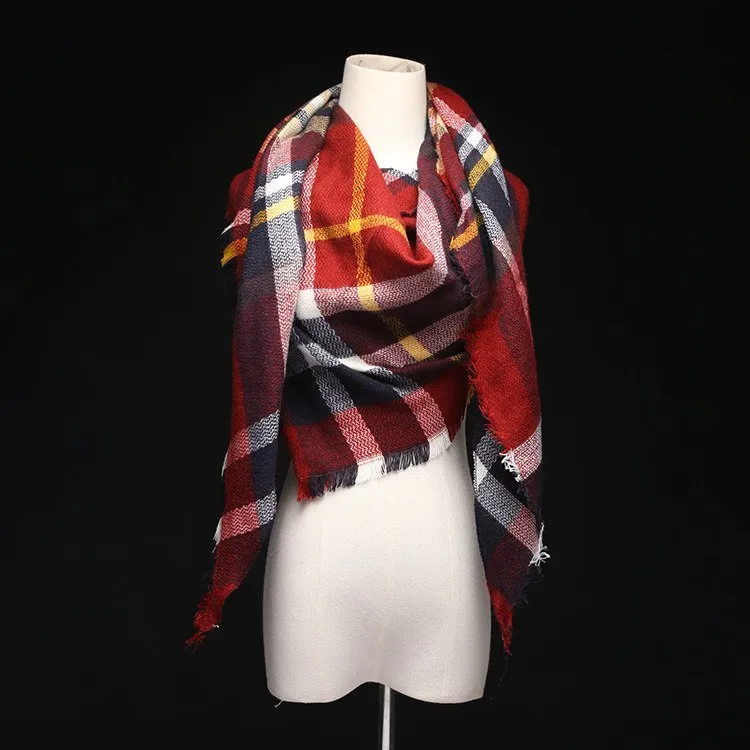 Lisette Charles Luxury Oversize Plaid Cashmere Wool Pashmina Scarf