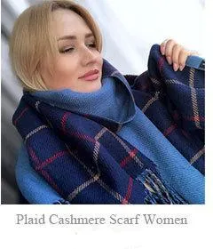 Lisette Charles Luxury Oversize Plaid Cashmere Wool Pashmina Scarf