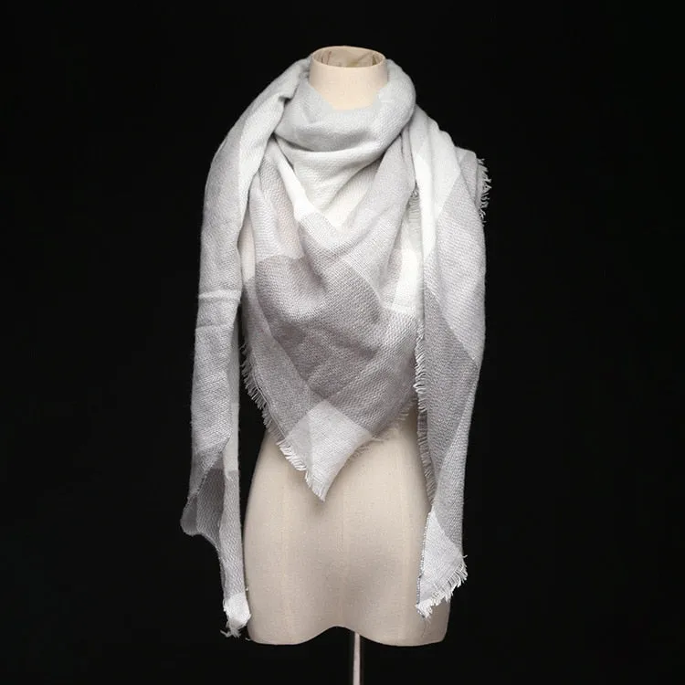 Lisette Charles Luxury Oversize Plaid Cashmere Wool Pashmina Scarf