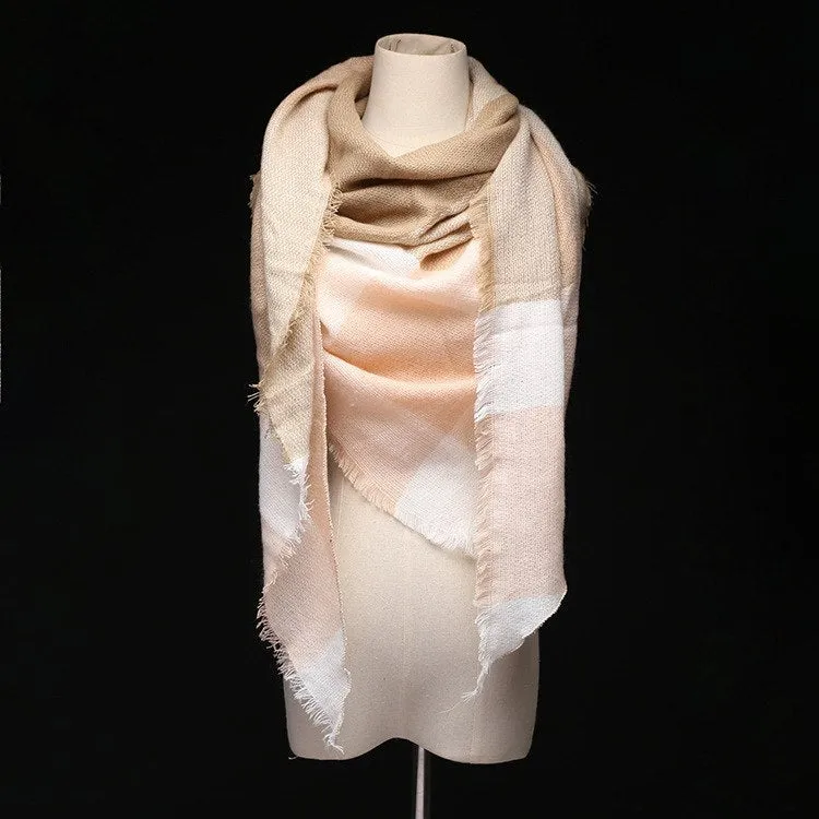 Lisette Charles Luxury Oversize Plaid Cashmere Wool Pashmina Scarf