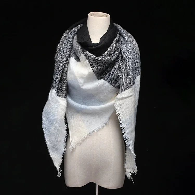 Lisette Charles Luxury Oversize Plaid Cashmere Wool Pashmina Scarf