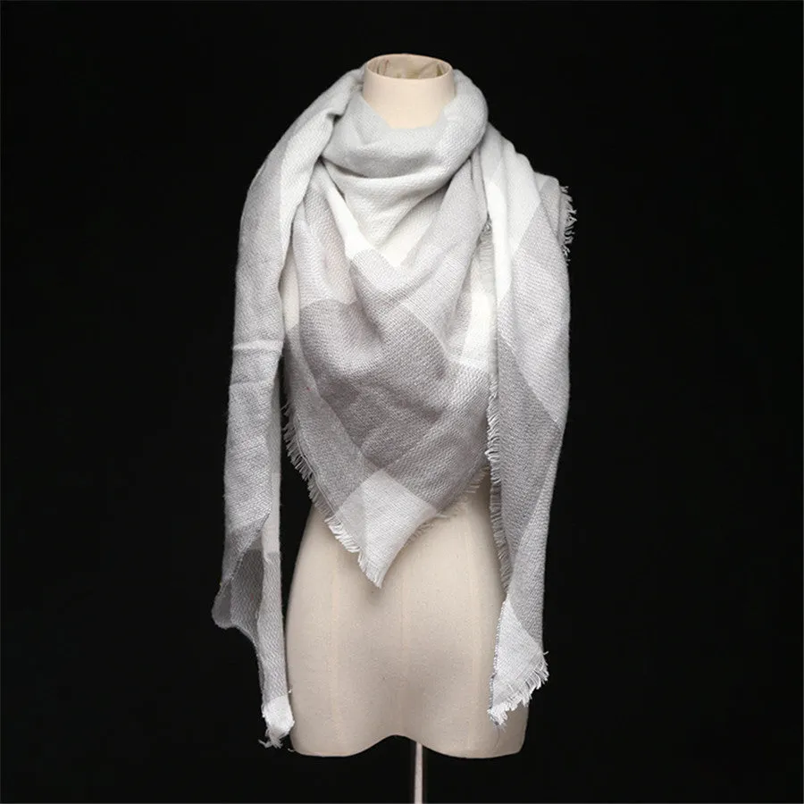 Lisette Charles Luxury Oversize Plaid Cashmere Wool Pashmina Scarf