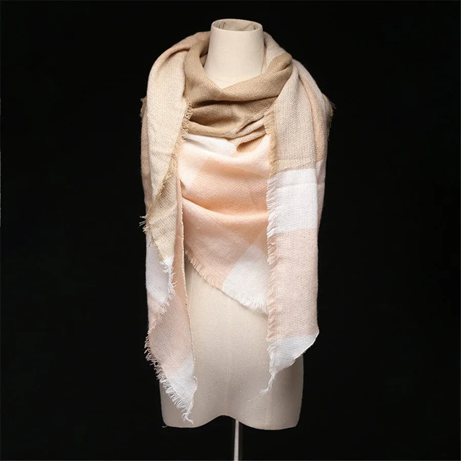 Lisette Charles Luxury Oversize Plaid Cashmere Wool Pashmina Scarf