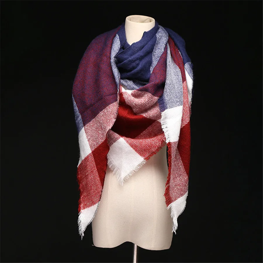 Lisette Charles Luxury Oversize Plaid Cashmere Wool Pashmina Scarf