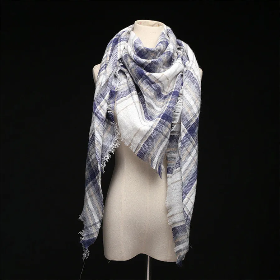 Lisette Charles Luxury Oversize Plaid Cashmere Wool Pashmina Scarf