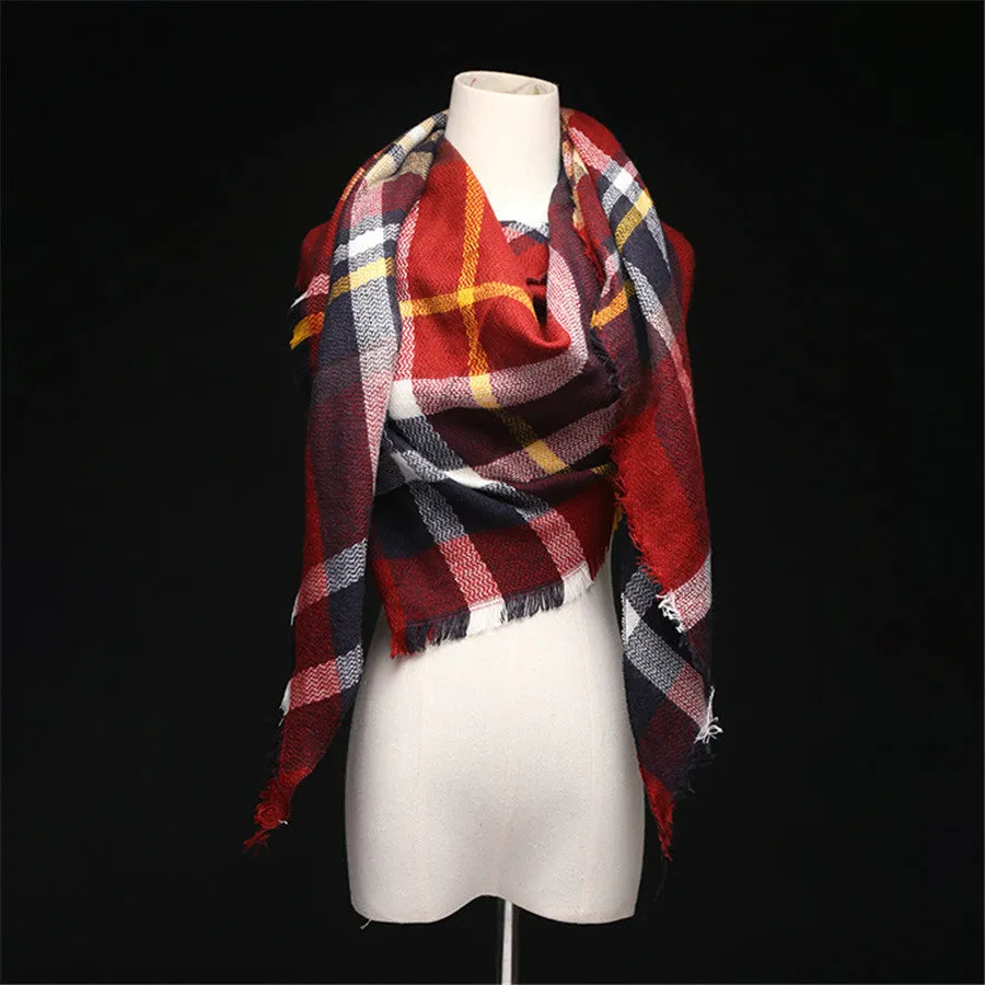 Lisette Charles Luxury Oversize Plaid Cashmere Wool Pashmina Scarf